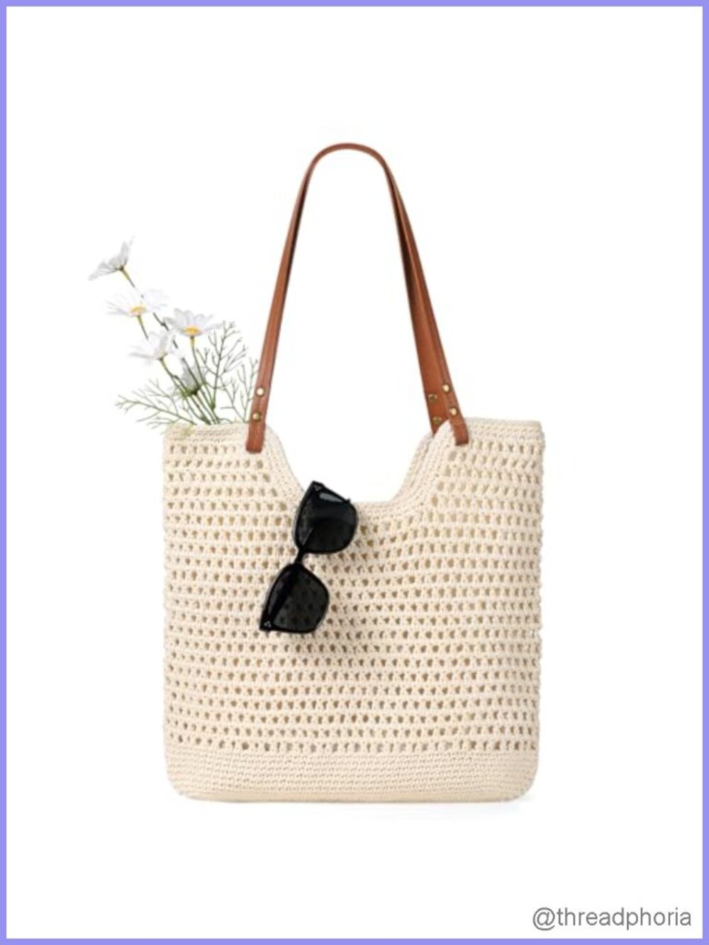 Crochet Woven Beach Tote Bag Boho Summer Vacation Shoulder Bag